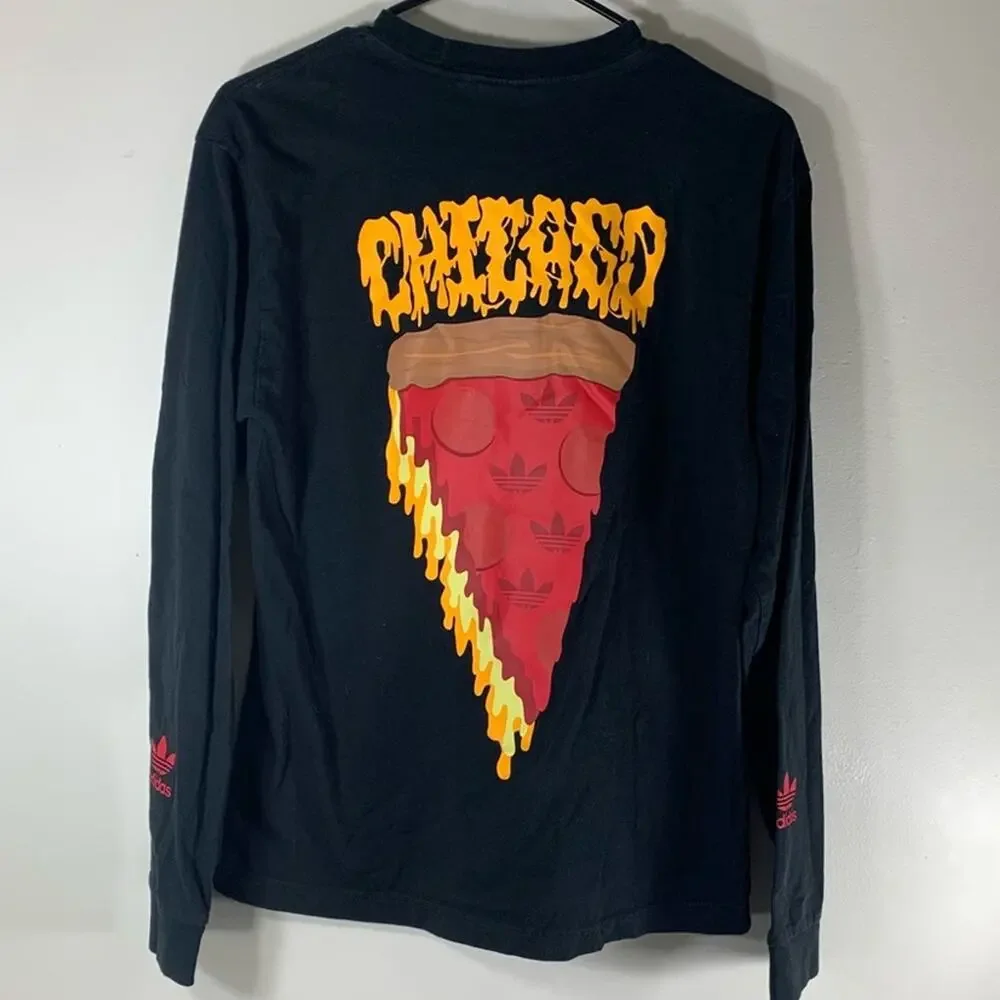 Adidas Chicago Deep Dish Pizza Long Sleeve Shirt Size SMALL Mens - Picture 4 of 9